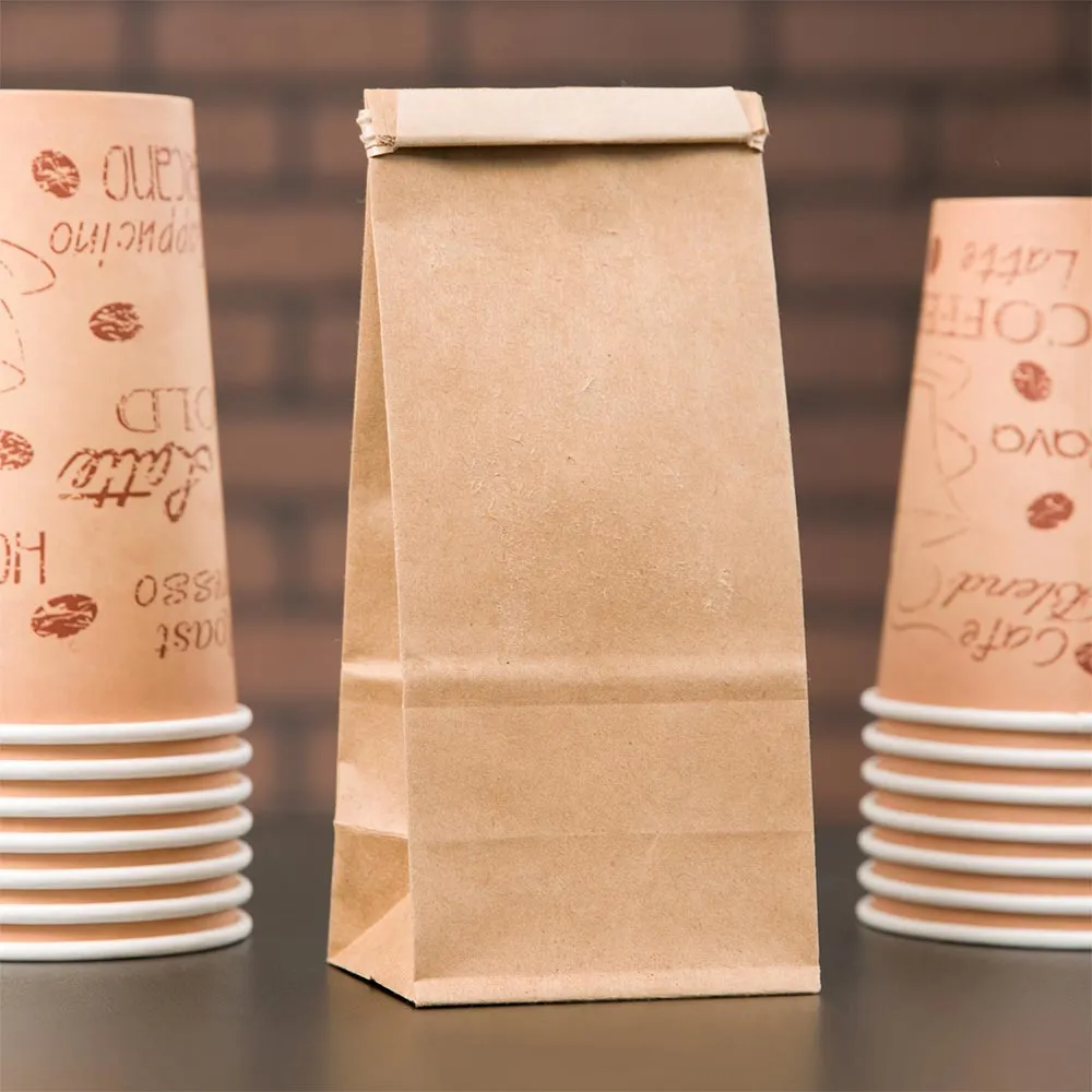 1/2 lb. Natural Kraft Resealable Coffee Bag with Ties