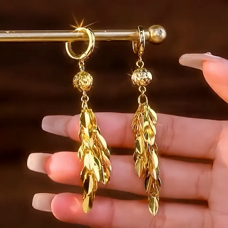 14K Gold-Plated Exquisite Wheat Tassel Earrings