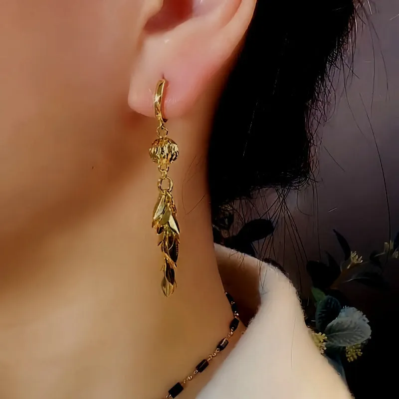 14K Gold-Plated Exquisite Wheat Tassel Earrings