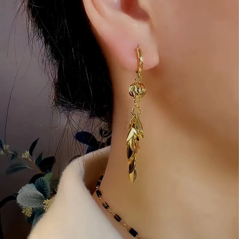 14K Gold-Plated Exquisite Wheat Tassel Earrings