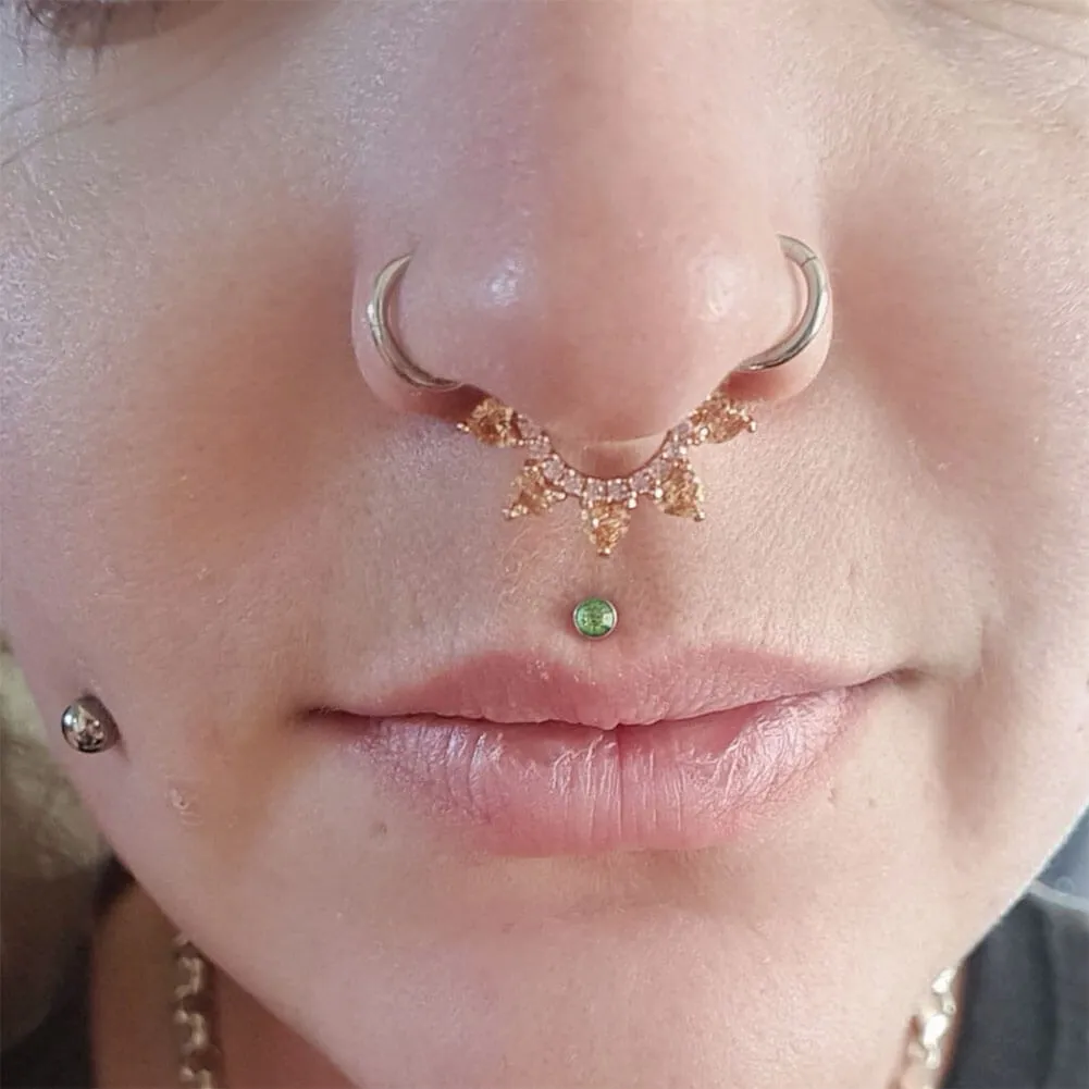 16G CZ Heart Septum Ring Daith Clicker Hoop