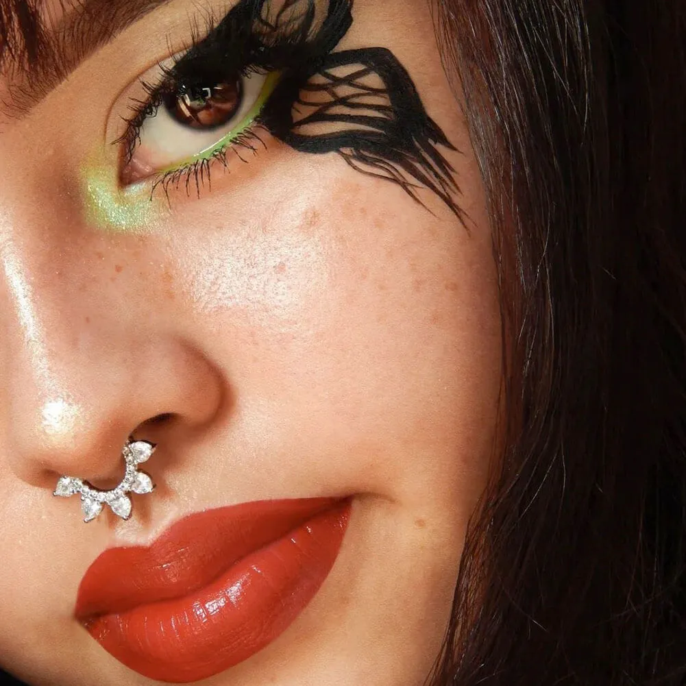 16G CZ Heart Septum Ring Daith Clicker Hoop