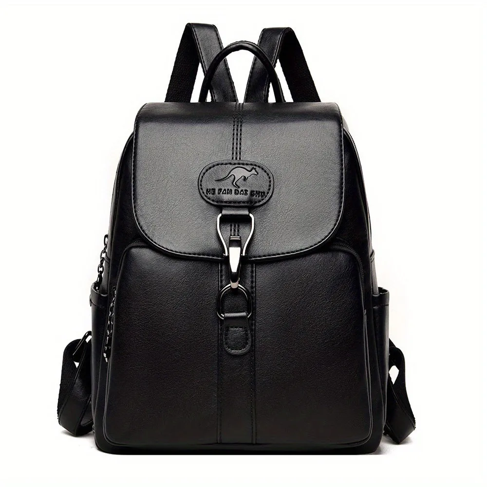 1pc Simple Black Backpack, Students Commuter Bag For Daily Use, Large Capacity Backpack, Casual Versatile Women's Backpack