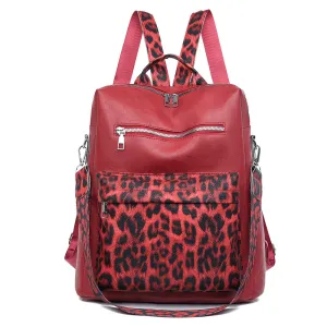 2025 popular New Women's Backpack Casual Large Capacity Trendy Leopard Print Backpack Anti-theft Mommy Bag School Bag Wholesale