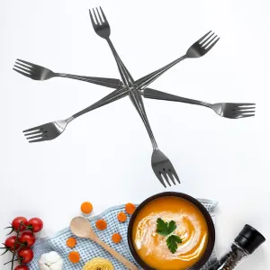 5932 STEEL FORKS SET OF 6 - FORK SET FOR HOME AND KITCHEN FORK HIGH QUALITY PREMIUM FORK SET (6 PC SET )