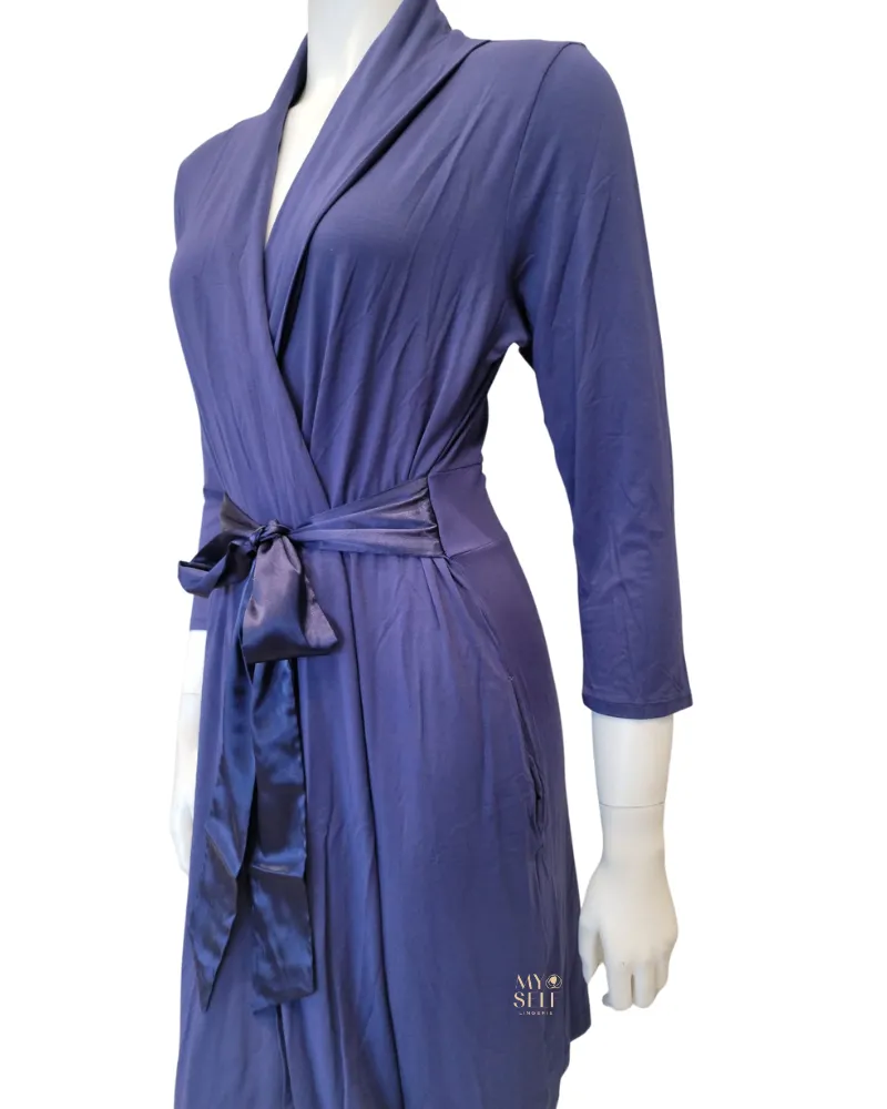 620 Oxford Blue Modal Short Morning Robe