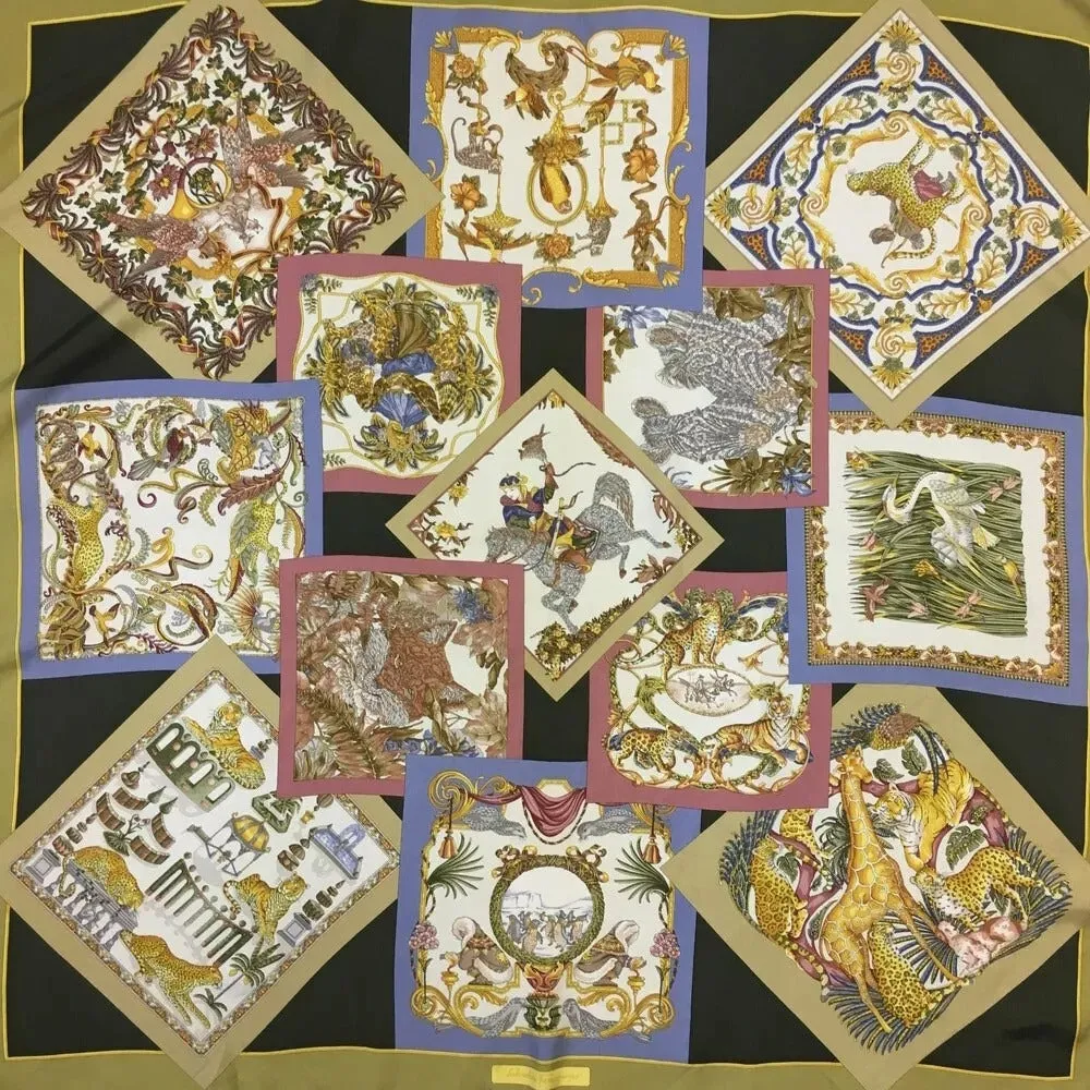 674165AR (S1) Salvatore Ferragamo Scarf Animal Pattern Multicolor Silk