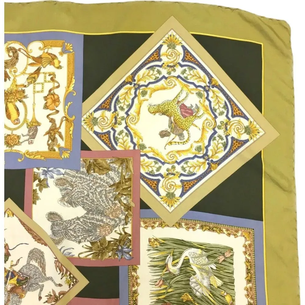 674165AR (S1) Salvatore Ferragamo Scarf Animal Pattern Multicolor Silk