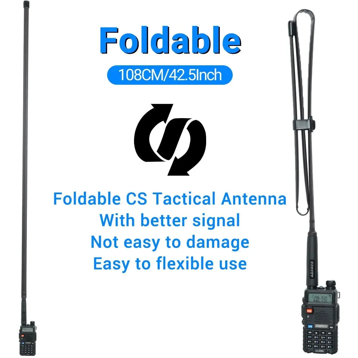 ABBREE Foldable CS Tactical Antenna SMA Female 144/430Mhz for Baofeng UV 5R UV82 UV 13 PRO BF 888S Quansheng UV K5 Radio