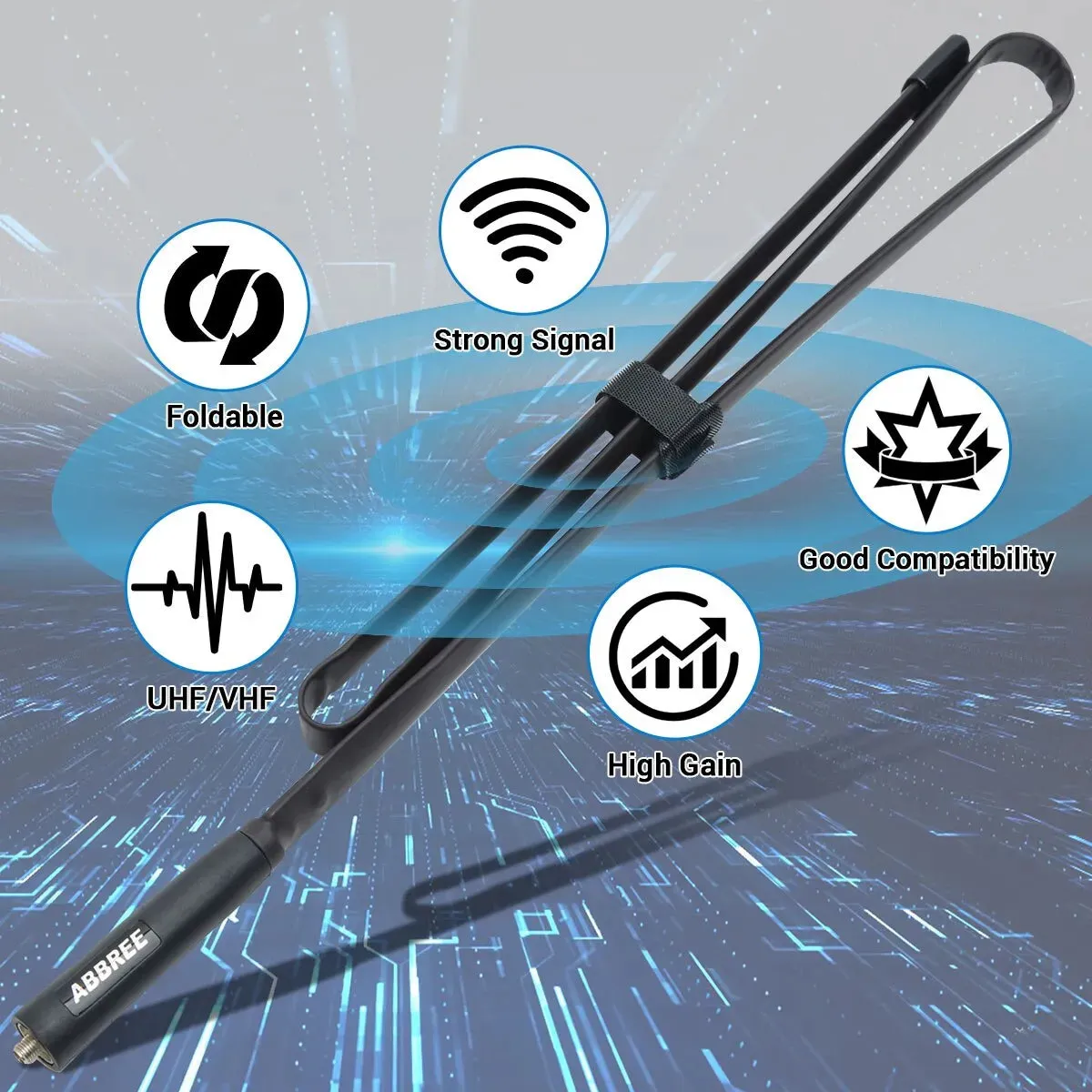 ABBREE Foldable CS Tactical Antenna SMA Female 144/430Mhz for Baofeng UV 5R UV82 UV 13 PRO BF 888S Quansheng UV K5 Radio