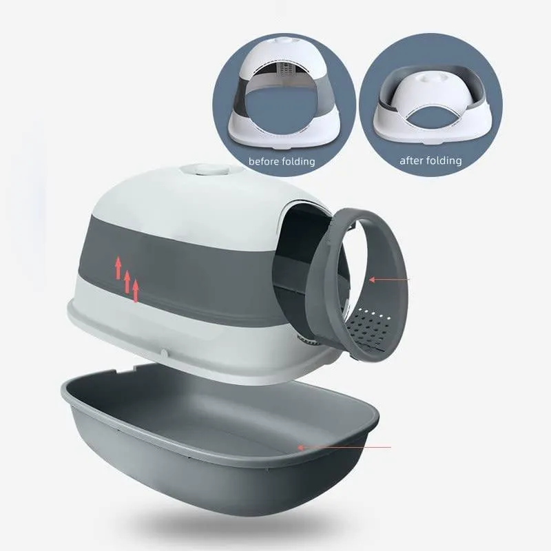 AllPetSolutions Foldable Cat Litter Box - Grey