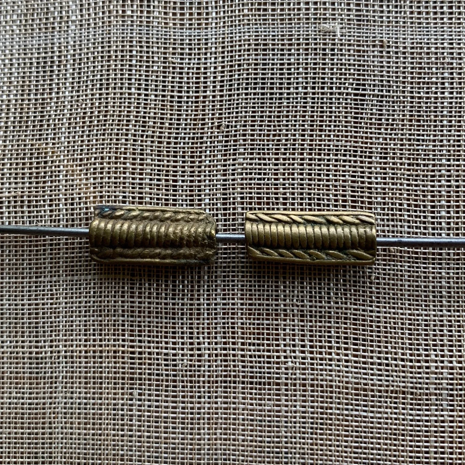 Amazing Pair of Antique Baule Brass Beads