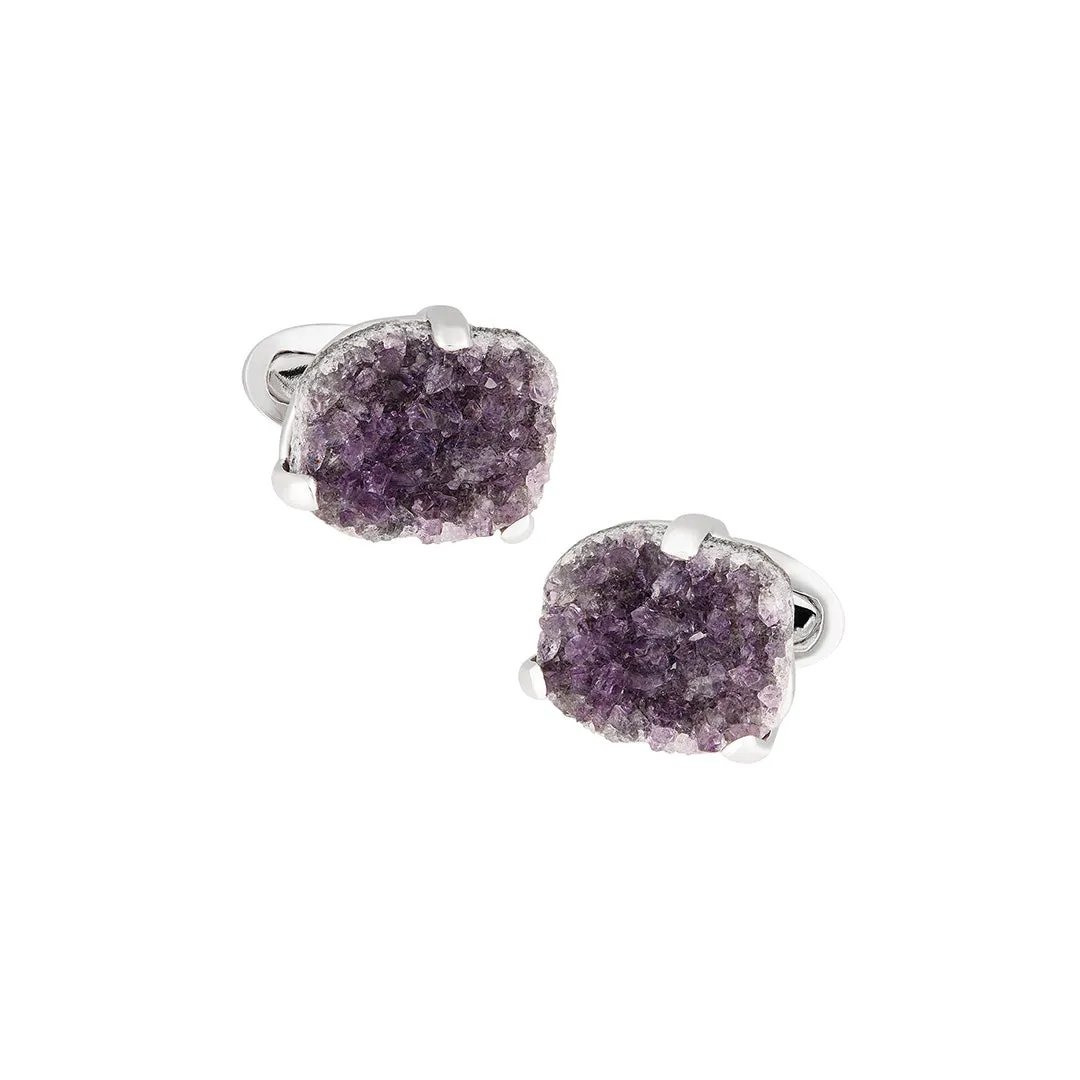 Amethyst Druzy Sterling Cufflinks