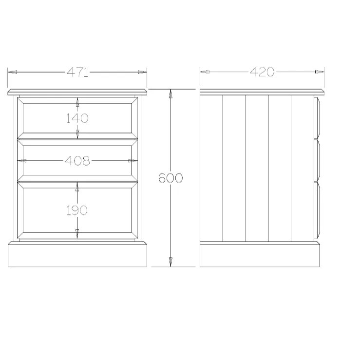 Andorra Bedside 3 Drawer