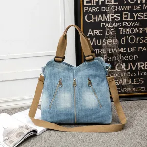 Annmouler Women Large Capacity Tote Bag Quality Denim Handbag Luxury Ladies Shoulder Bag Light Blue bolso mujer 2022 Purse