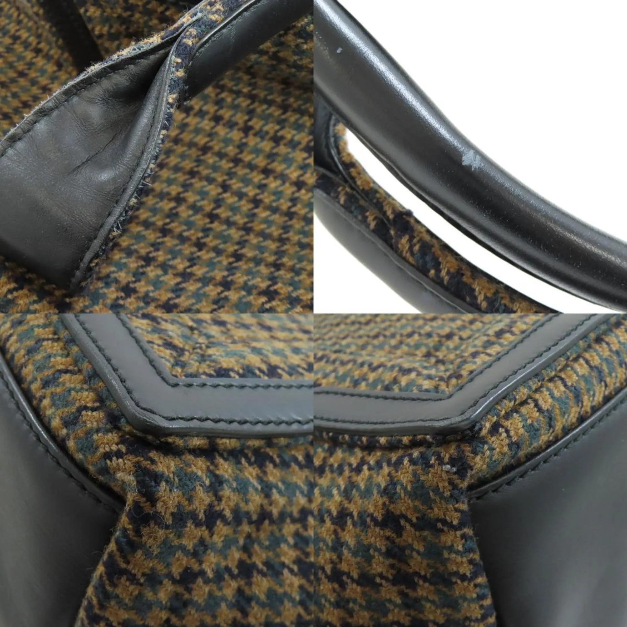 Balenciaga Navy Cabas Brown Wool Bag