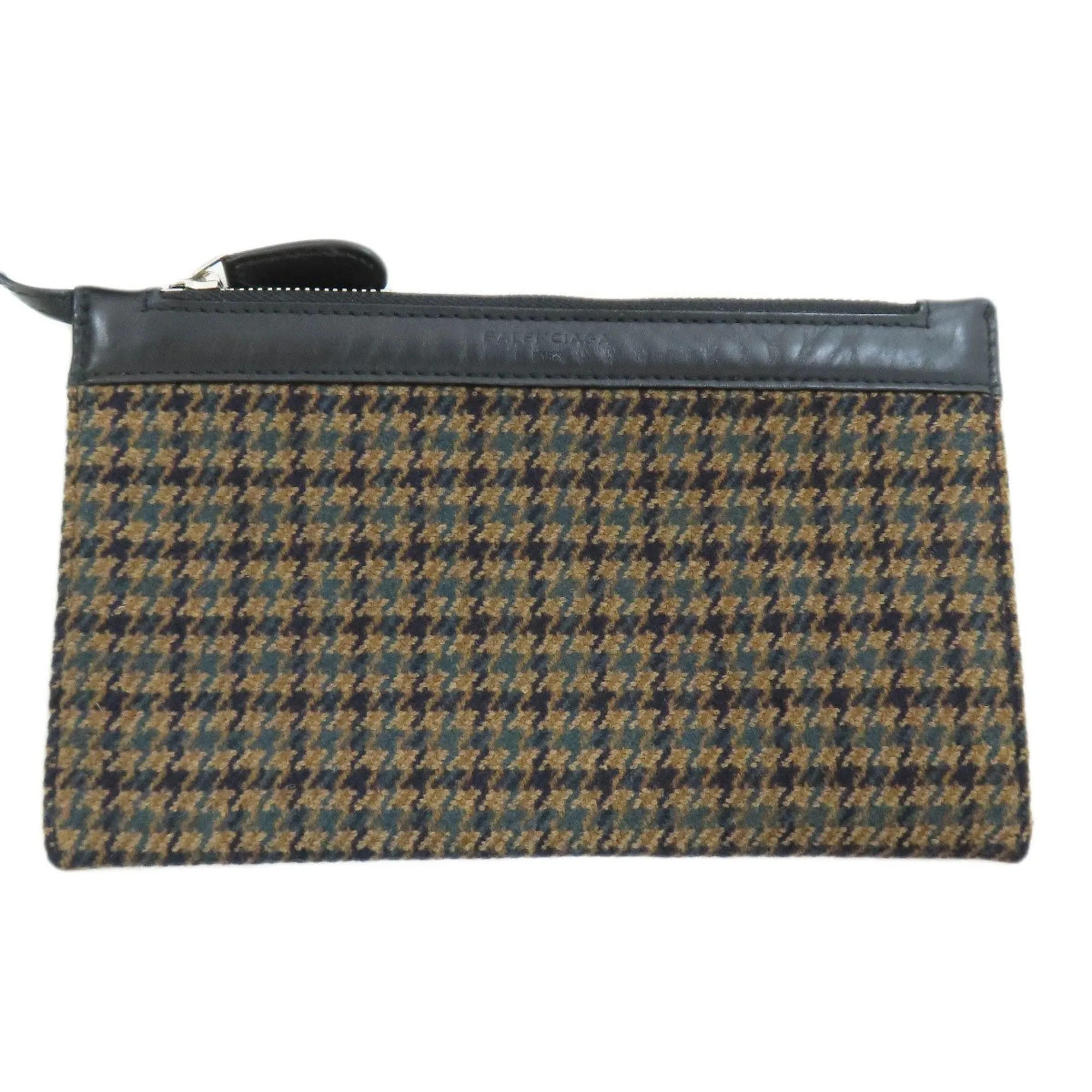 Balenciaga Navy Cabas Brown Wool Bag
