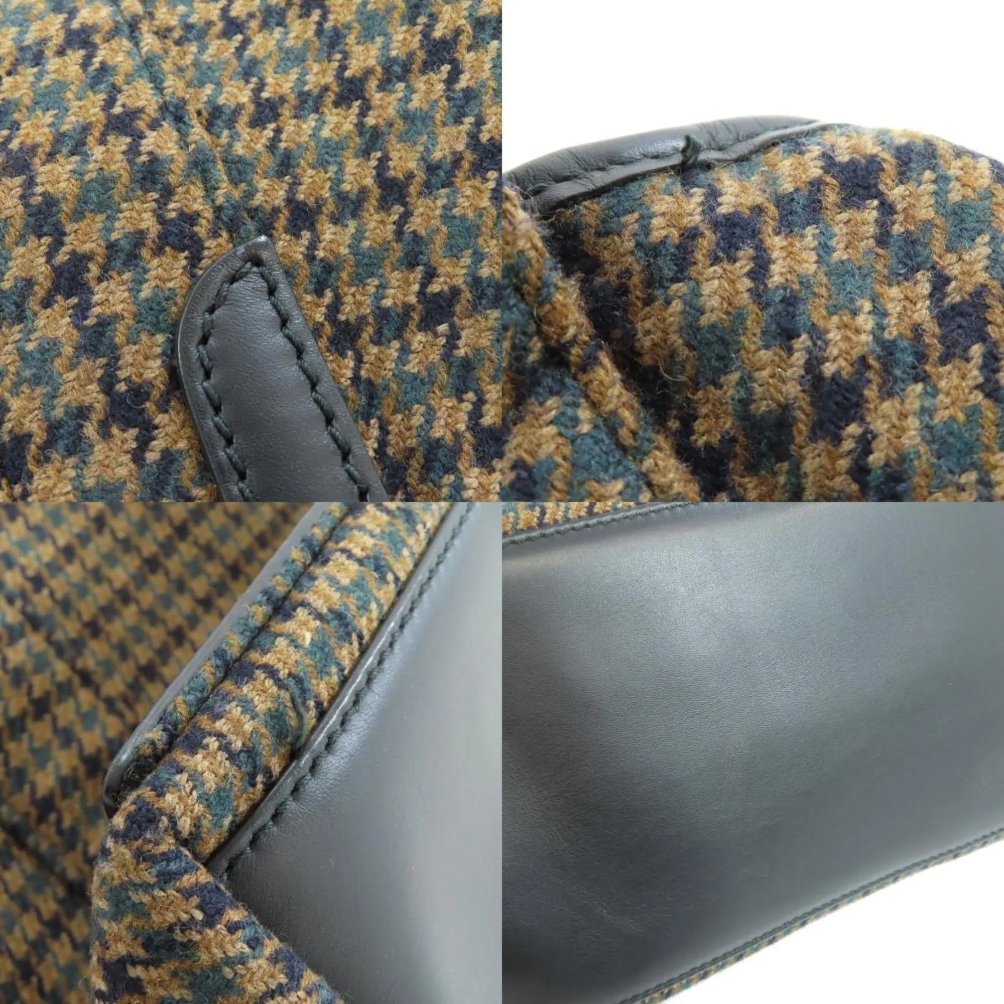 Balenciaga Navy Cabas Brown Wool Bag