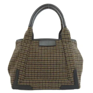 Balenciaga Navy Cabas Brown Wool Bag