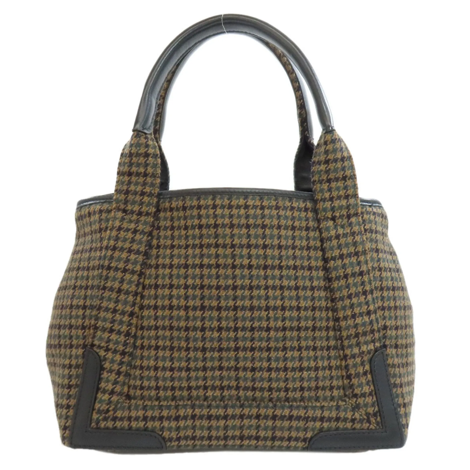 Balenciaga Navy Cabas Brown Wool Bag