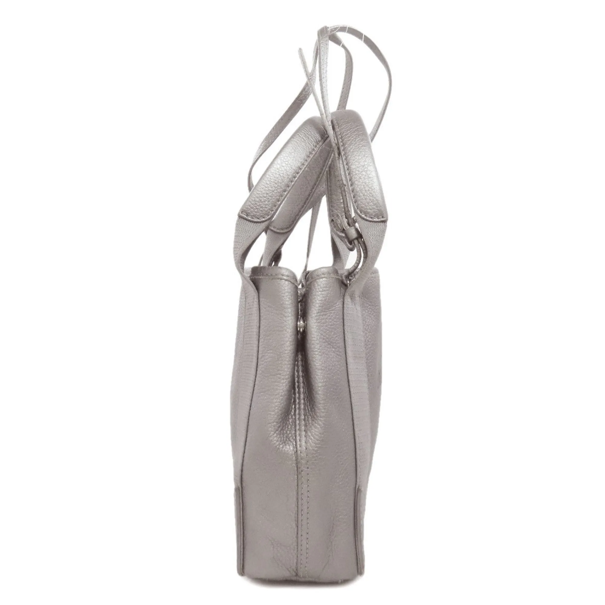 Balenciaga Navy Cabas Silver Leather Bag