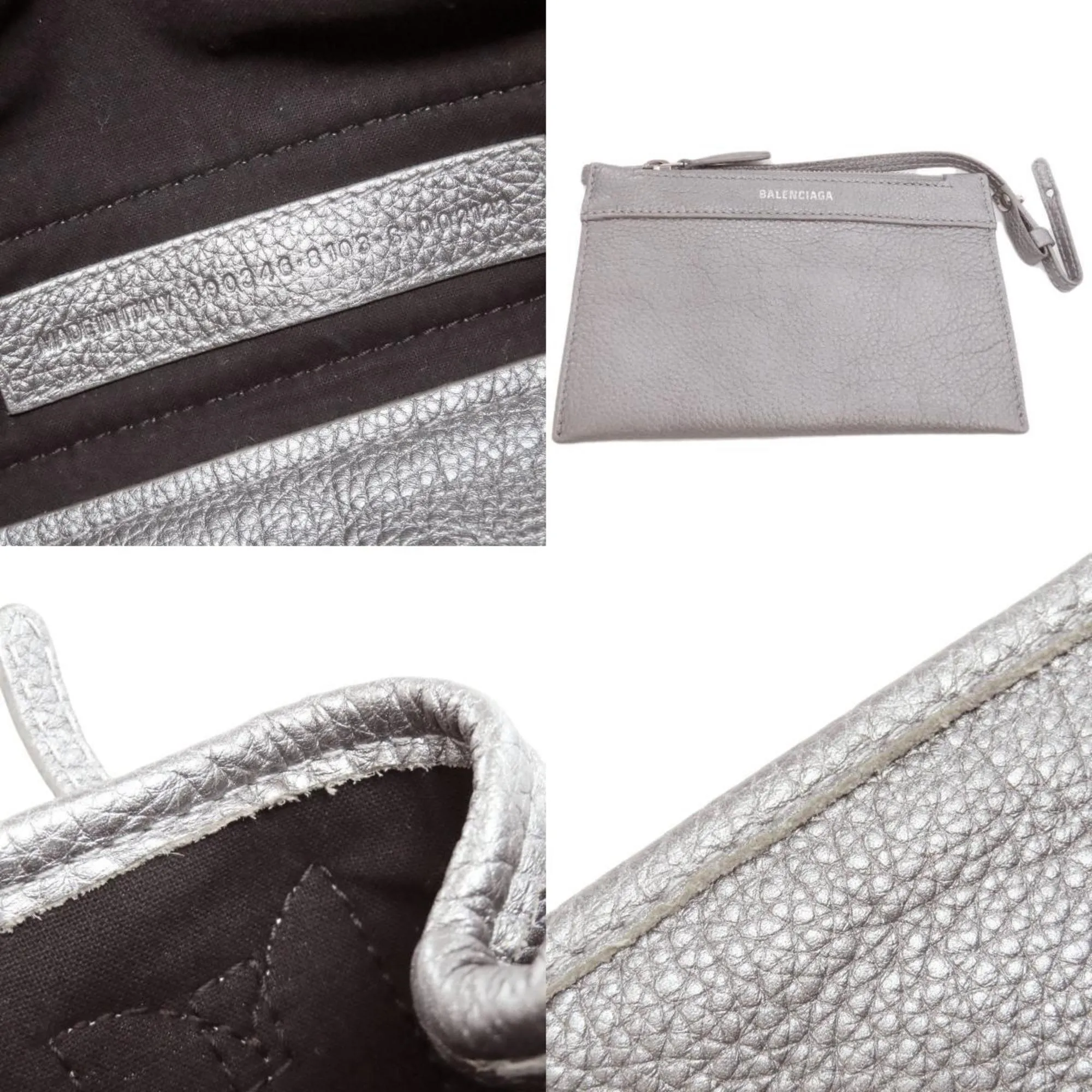Balenciaga Navy Cabas Silver Leather Bag
