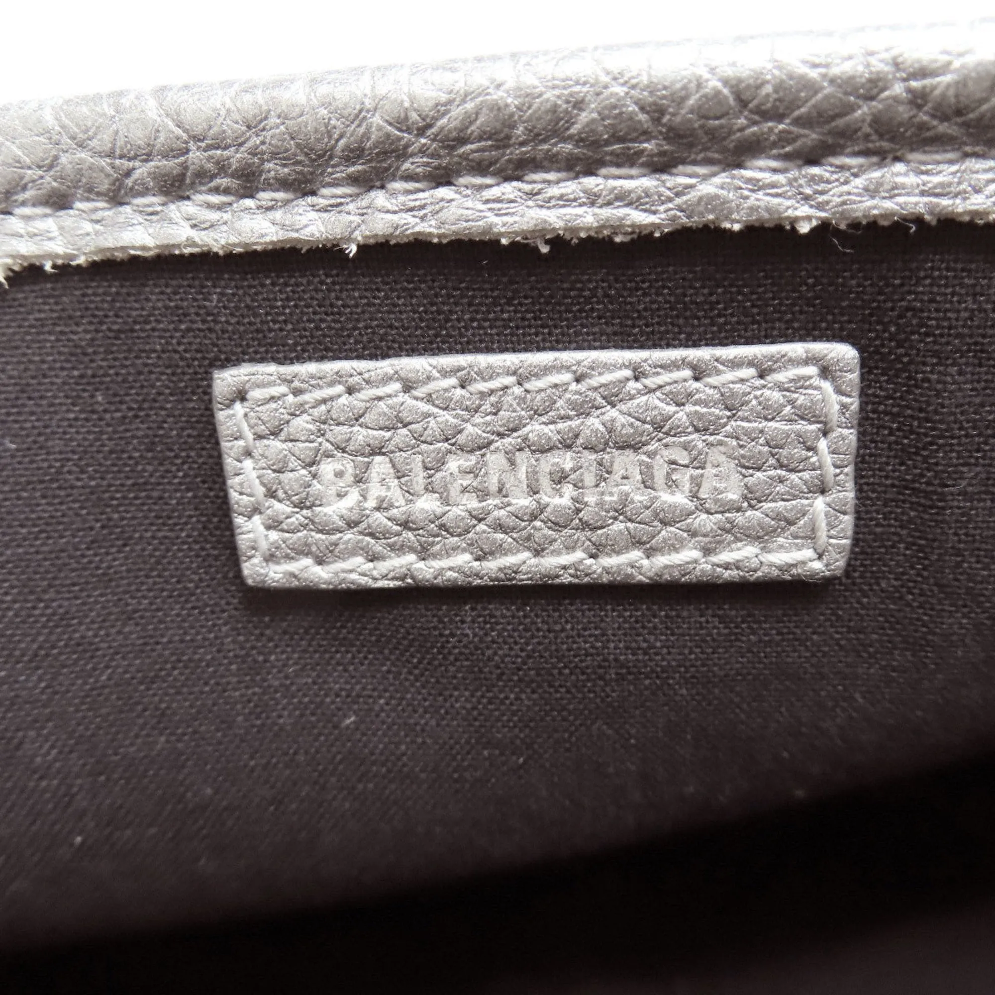 Balenciaga Navy Cabas Silver Leather Bag