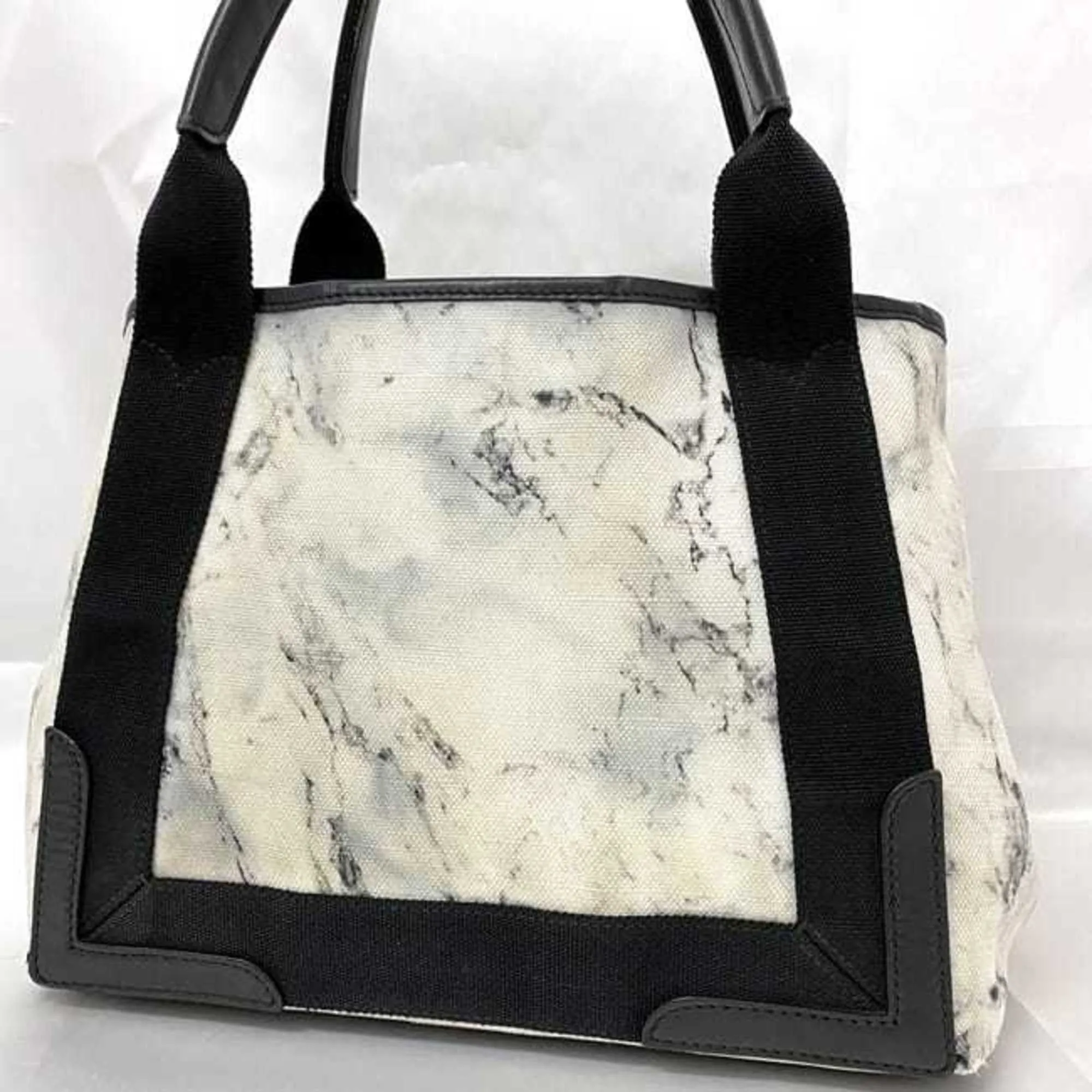 Balenciaga Navy White Canvas Bag