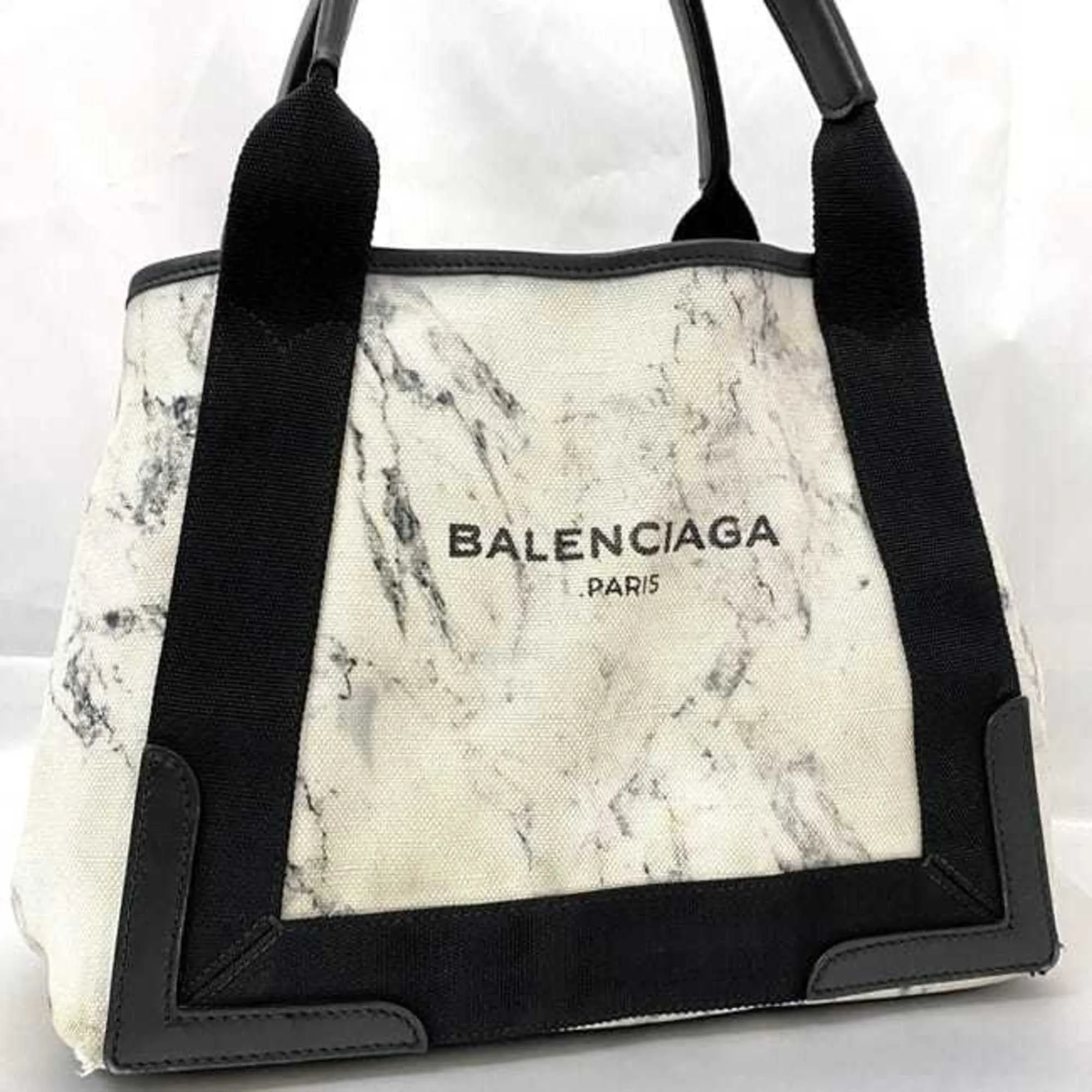 Balenciaga Navy White Canvas Bag