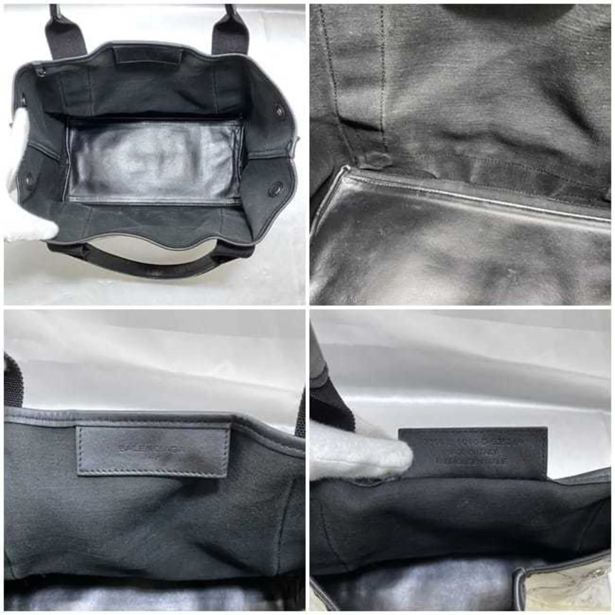 Balenciaga Navy White Canvas Bag