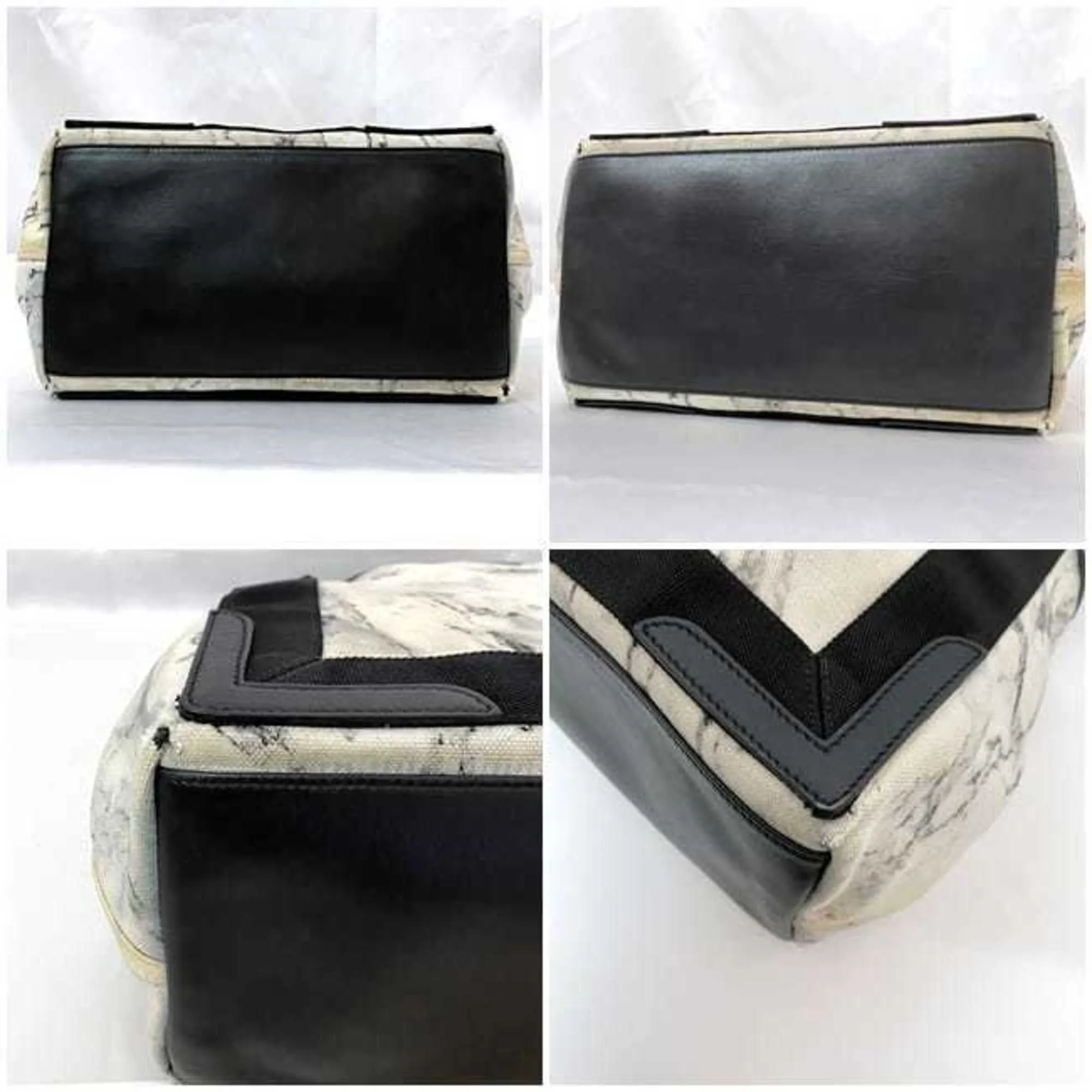 Balenciaga Navy White Canvas Bag