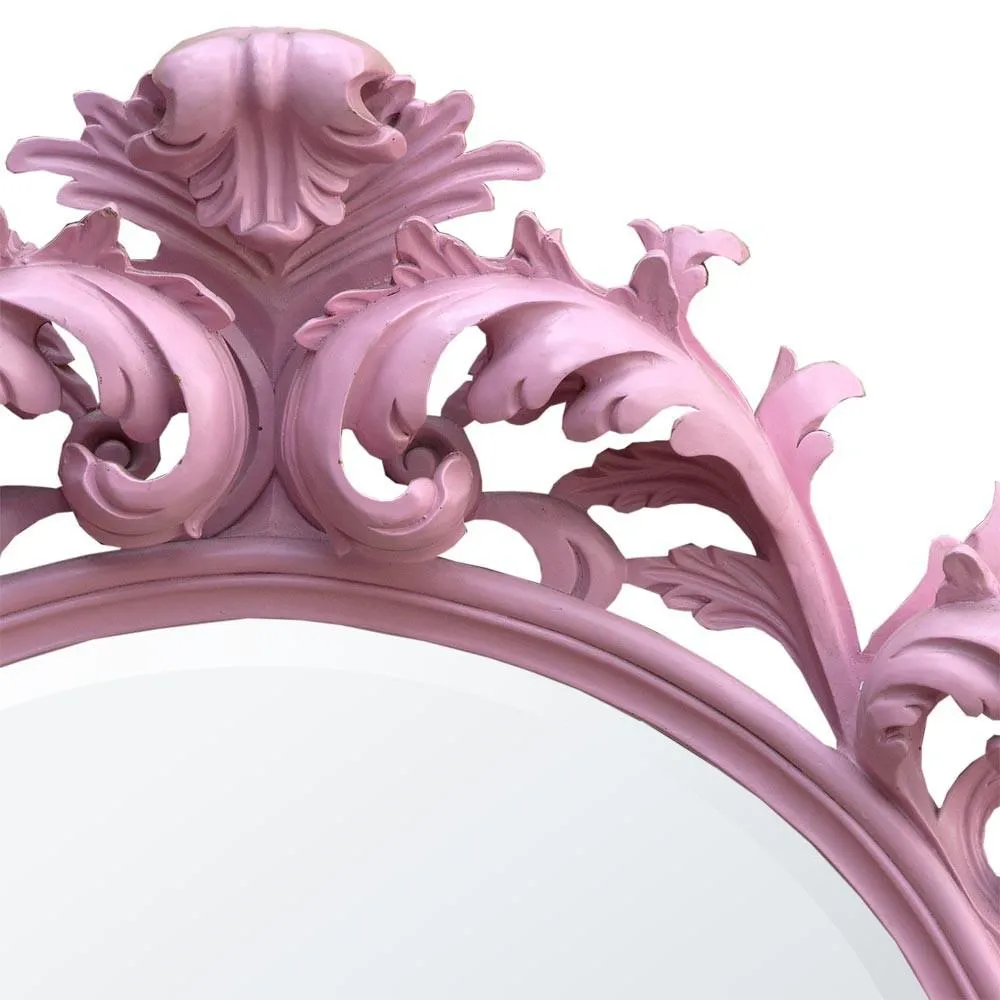 Baroque Pink Oval Landscape Bevelled Wall Mirror