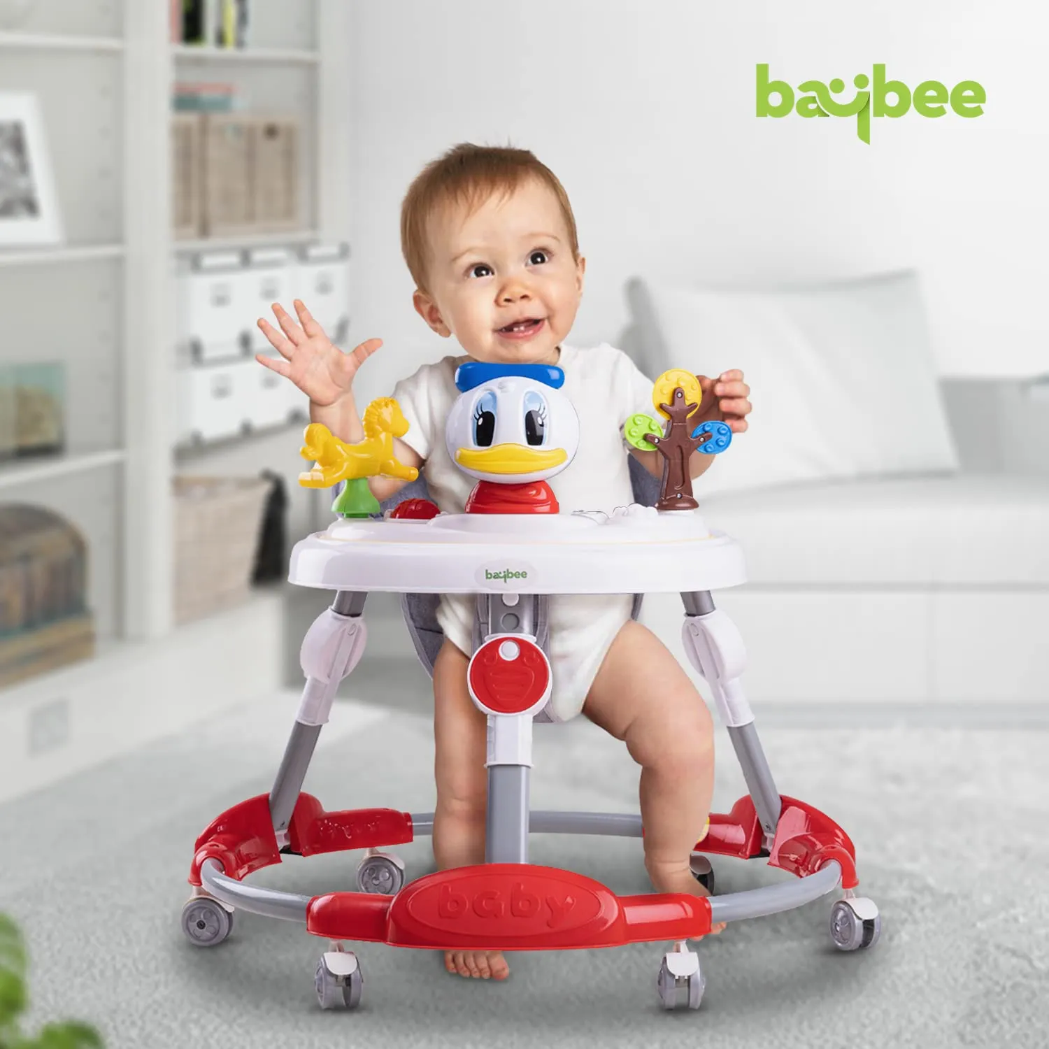 Baybee Bessie Baby Walker for Kids, Foldable Kids Walker with 3 Seat Height Adjustable, Cushion Seat