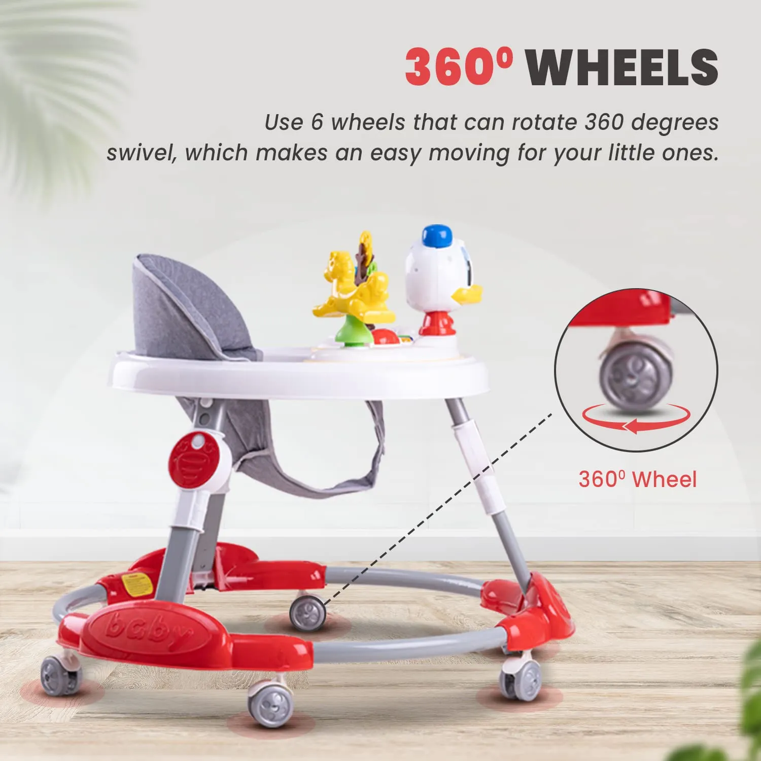 Baybee Bessie Baby Walker for Kids, Foldable Kids Walker with 3 Seat Height Adjustable, Cushion Seat