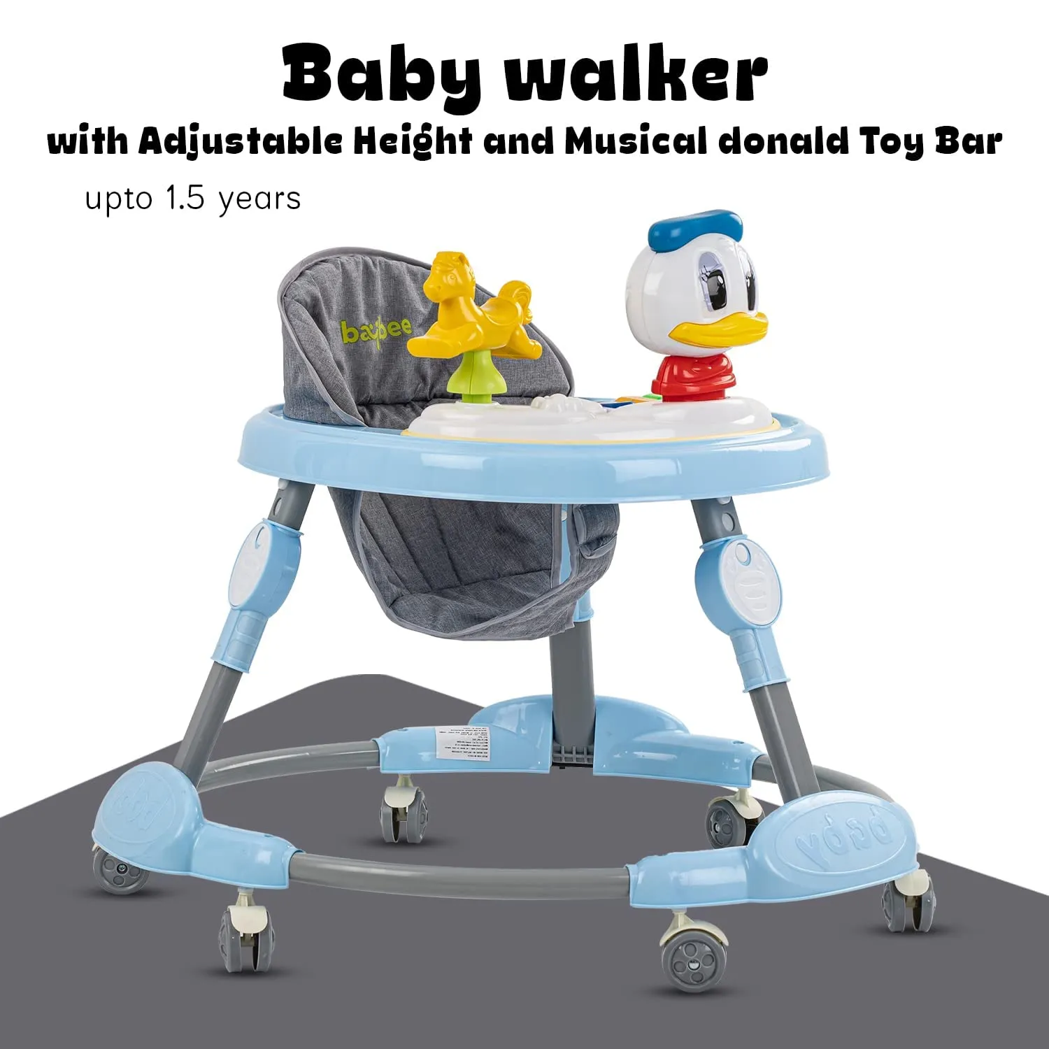 Baybee Bessie Baby Walker for Kids, Foldable Kids Walker with 3 Seat Height Adjustable, Cushion Seat