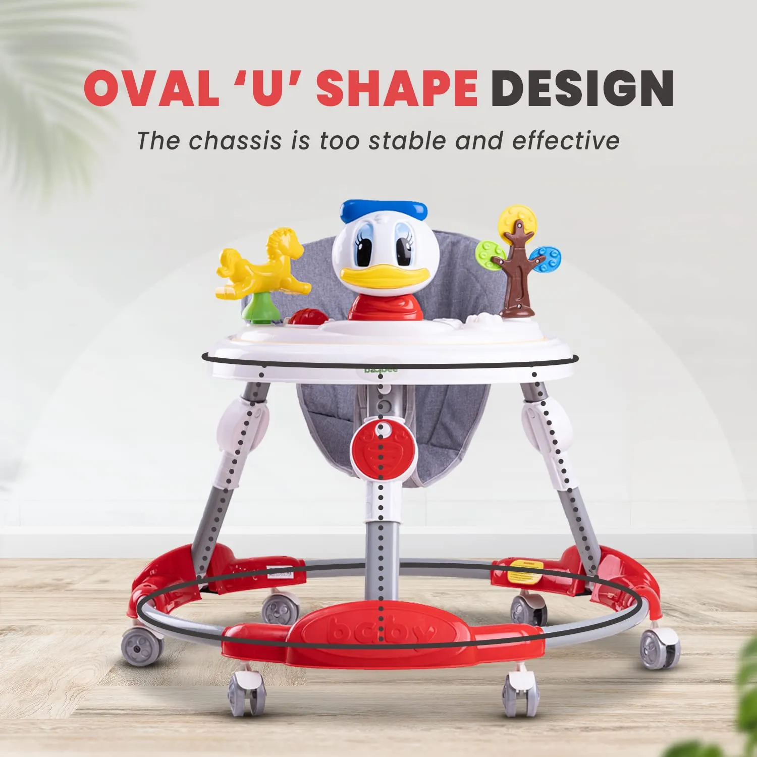 Baybee Bessie Baby Walker for Kids, Foldable Kids Walker with 3 Seat Height Adjustable, Cushion Seat