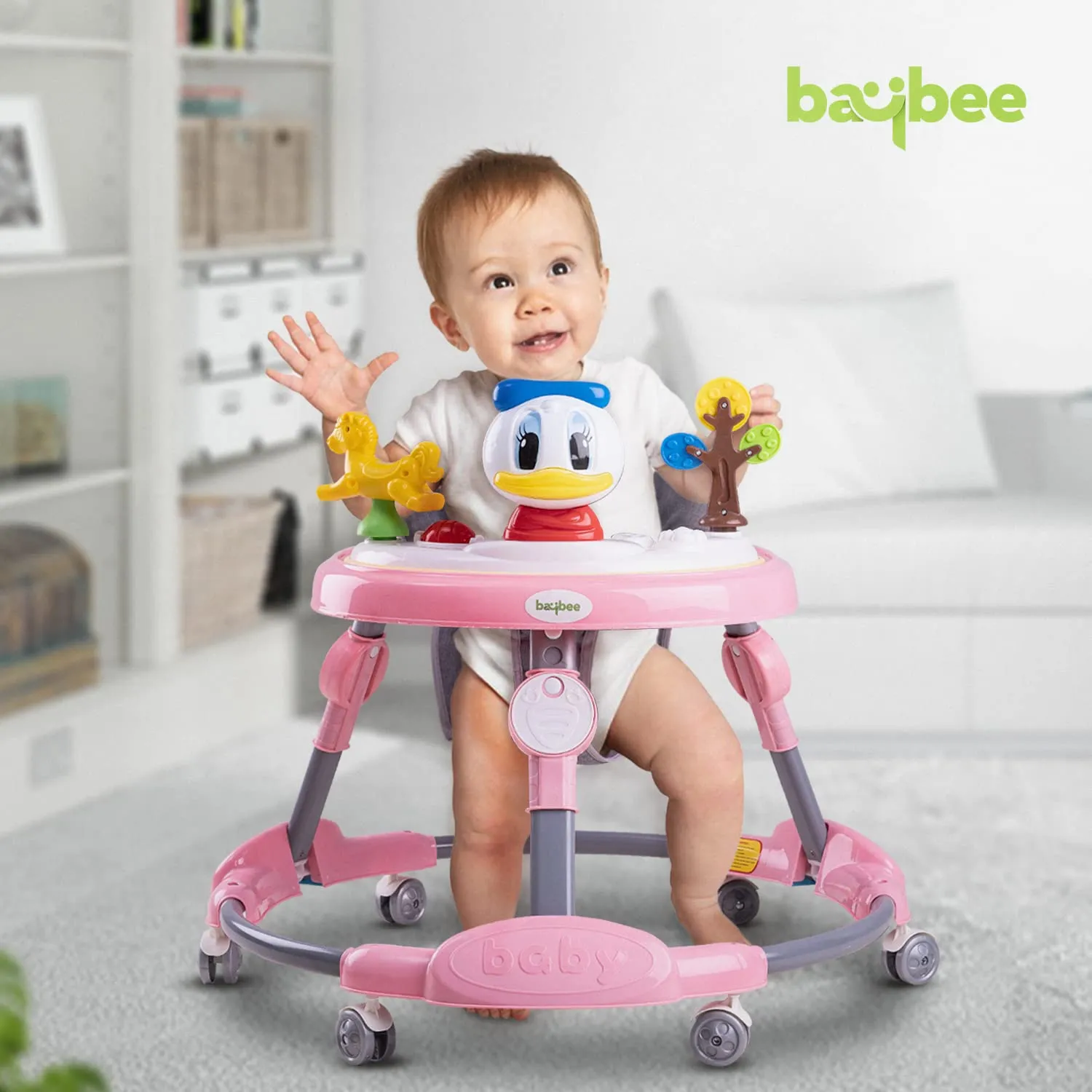 Baybee Bessie Baby Walker for Kids, Foldable Kids Walker with 3 Seat Height Adjustable, Cushion Seat