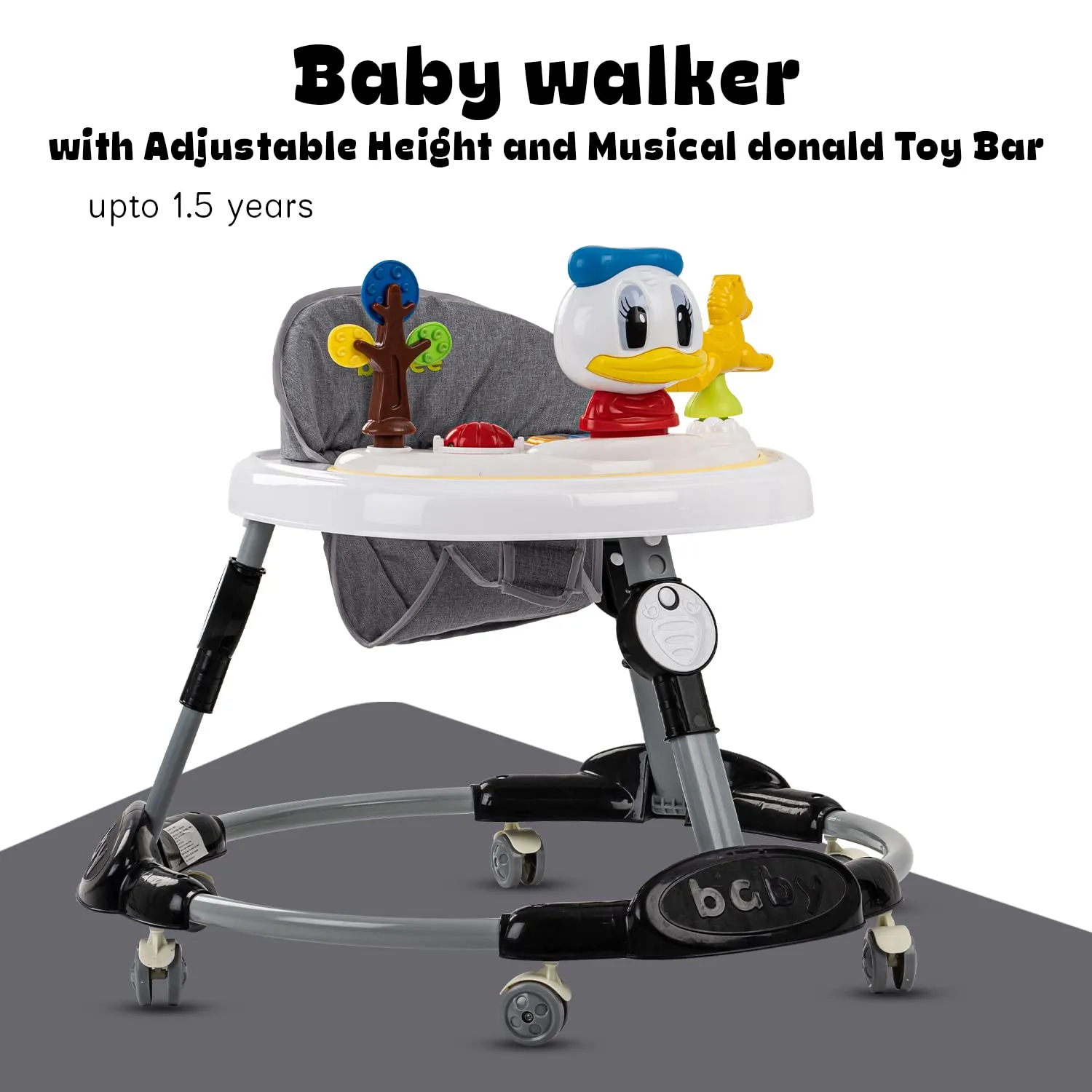 Baybee Bessie Baby Walker for Kids, Foldable Kids Walker with 3 Seat Height Adjustable, Cushion Seat