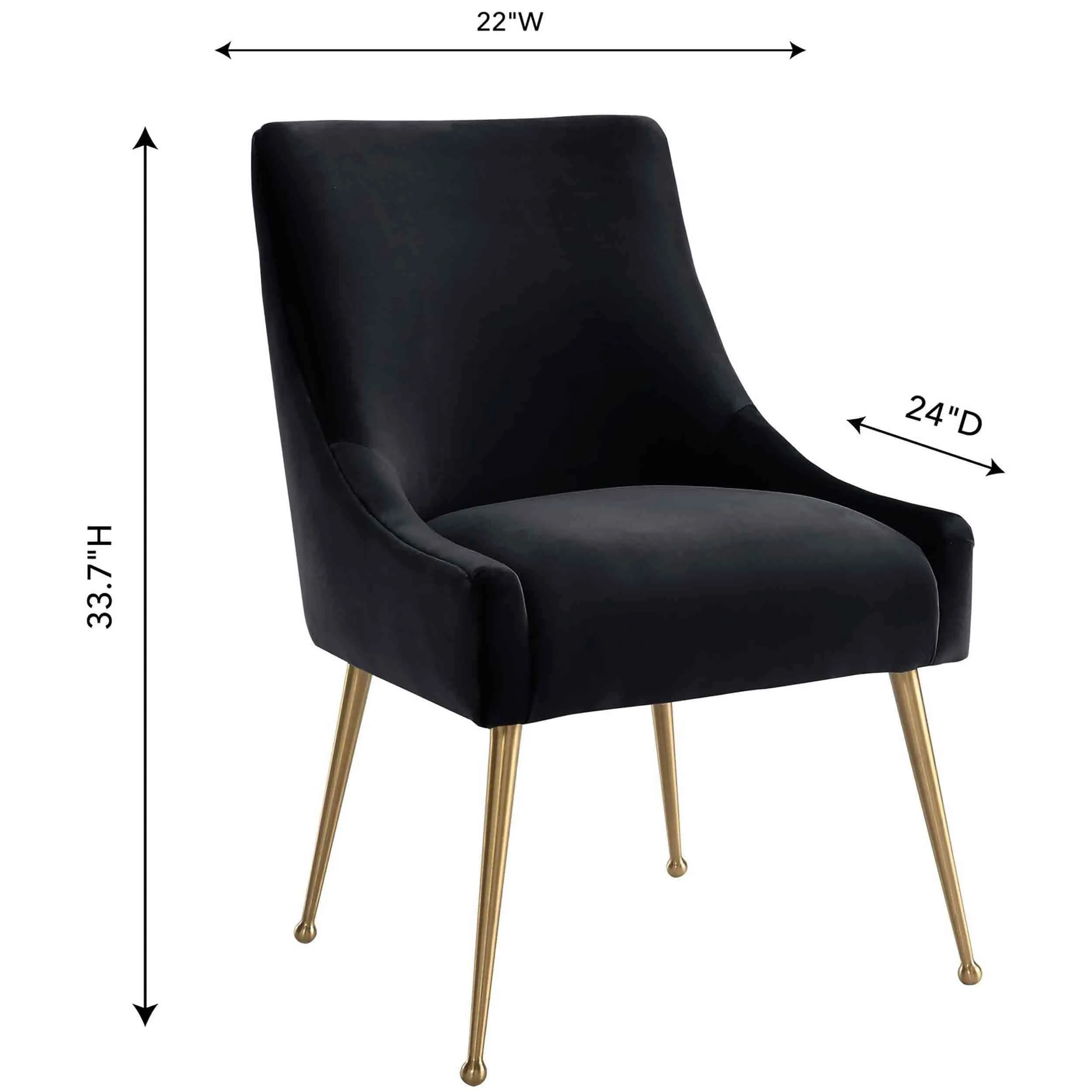 Beatrix Side Chair, Black/Brushed Gold Base