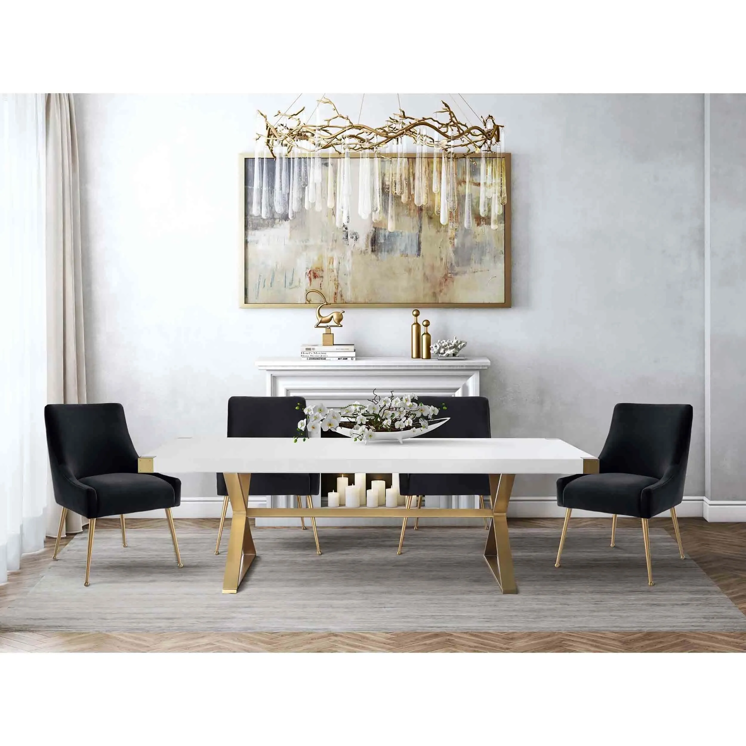 Beatrix Side Chair, Black/Brushed Gold Base