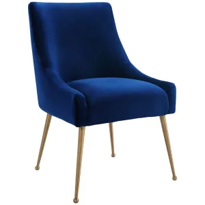 Beatrix Side Chair, Navy/Brushed Gold Base