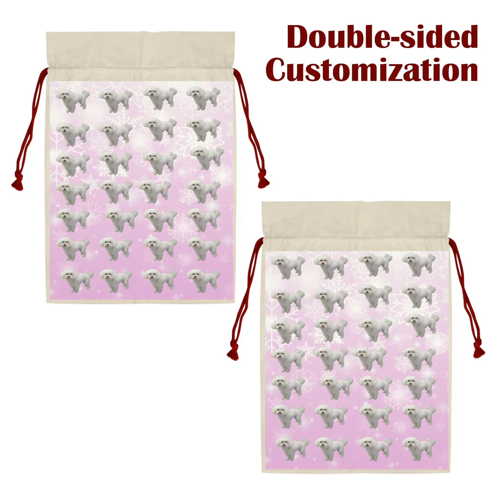Bichon Holiday Drawstring Bag
