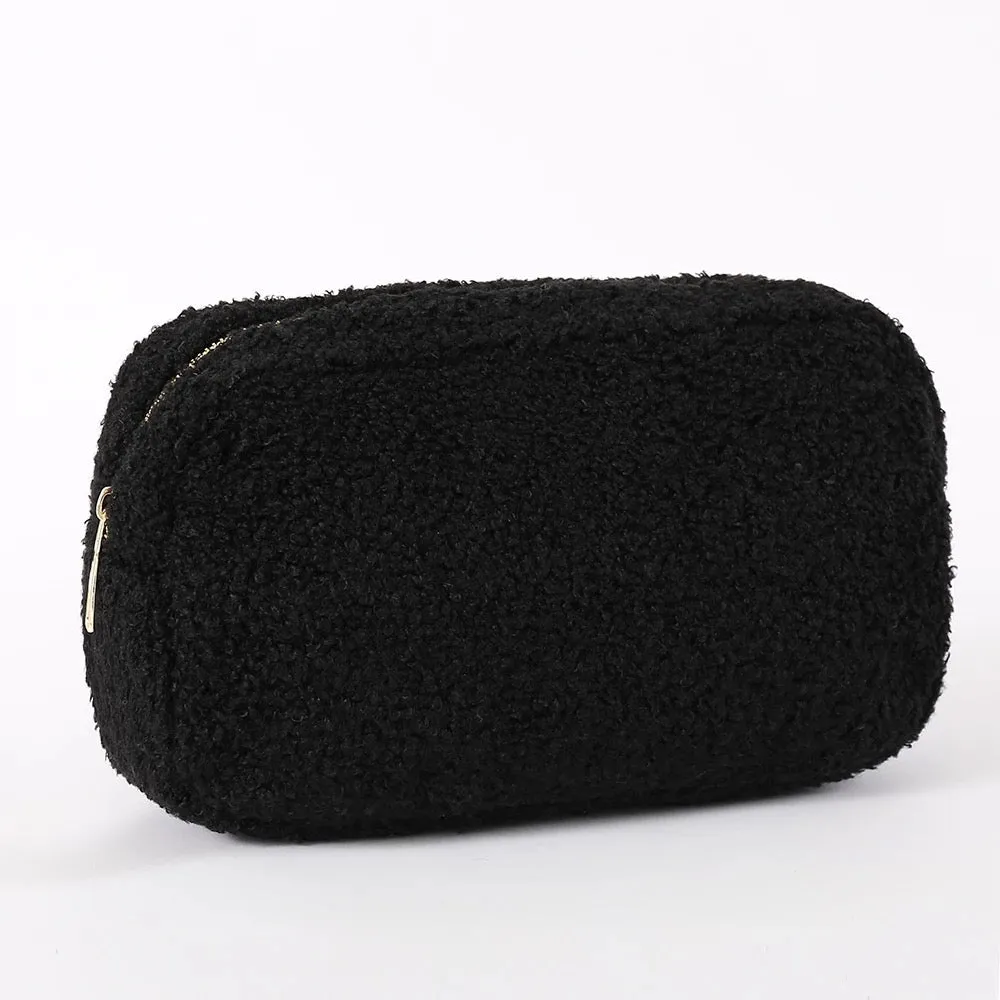 Black Teddy Sherpa Cosmetic Pouches - Assorted Sizes