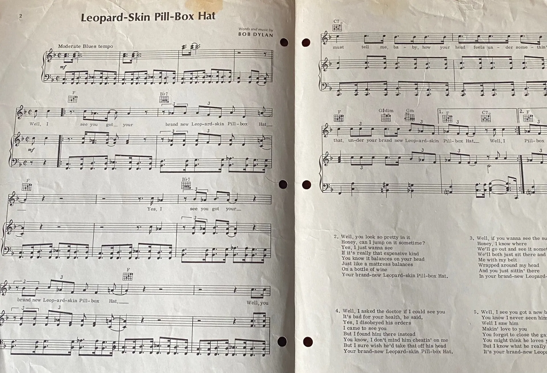 Bob Dylan - Set of Three  from the Blonde on Blonde LP- Sheet Music