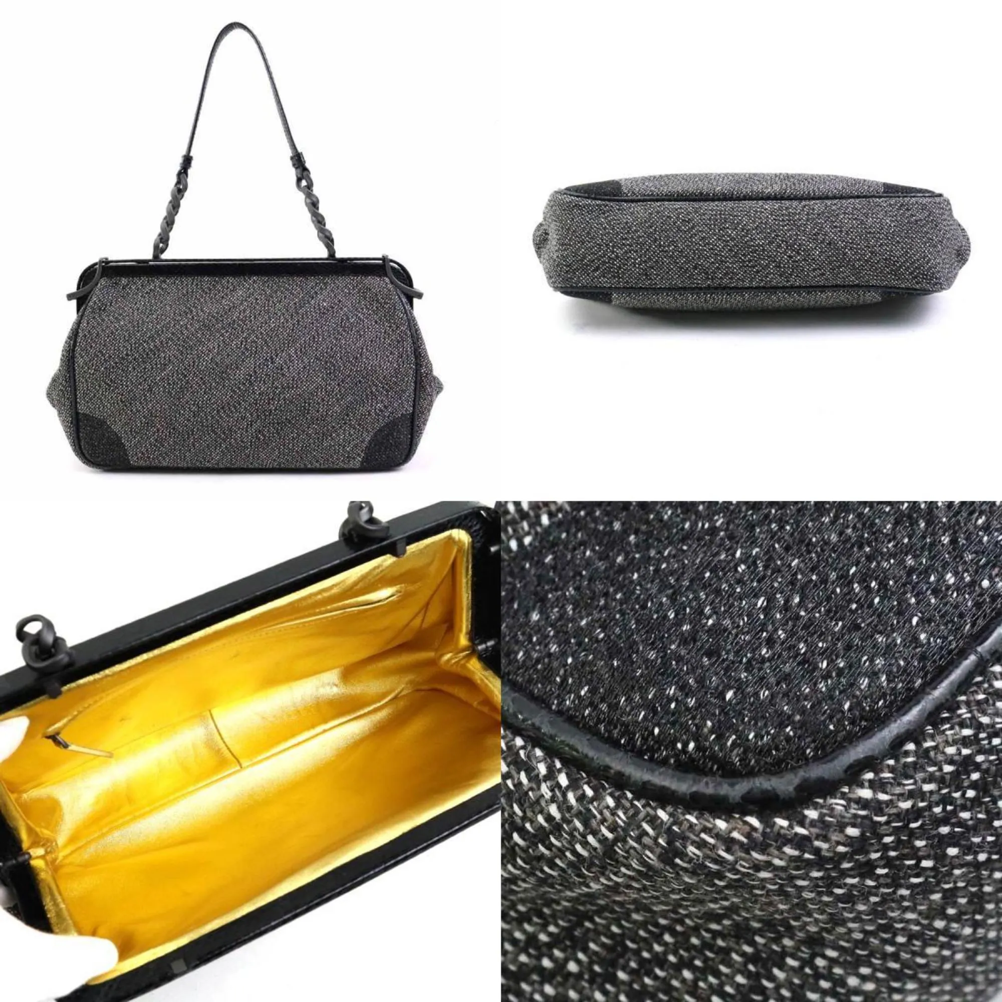 Bottega Veneta Black Canvas Bag