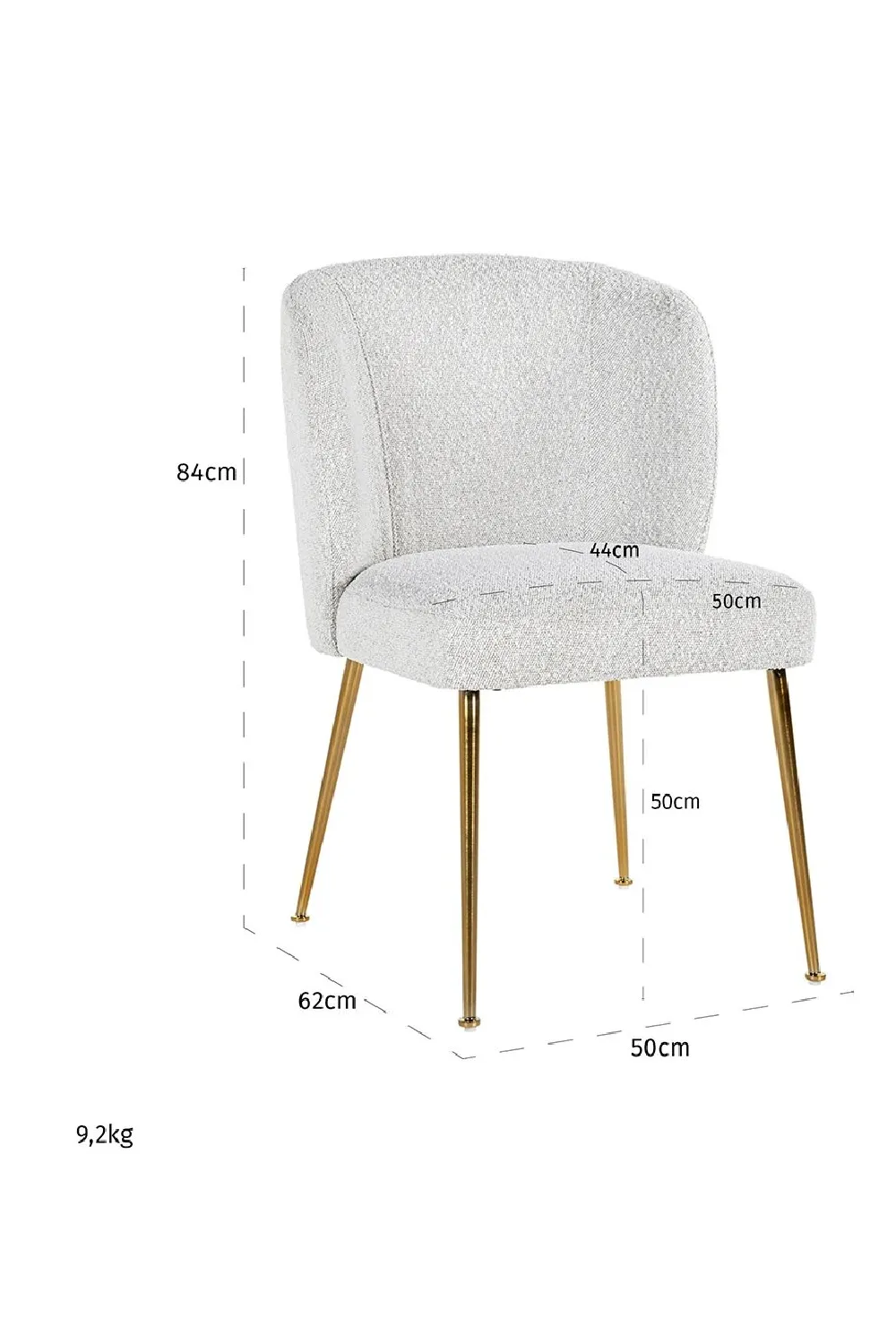 Brushed Gold Leg White Bouclé Chair | OROA Cannon