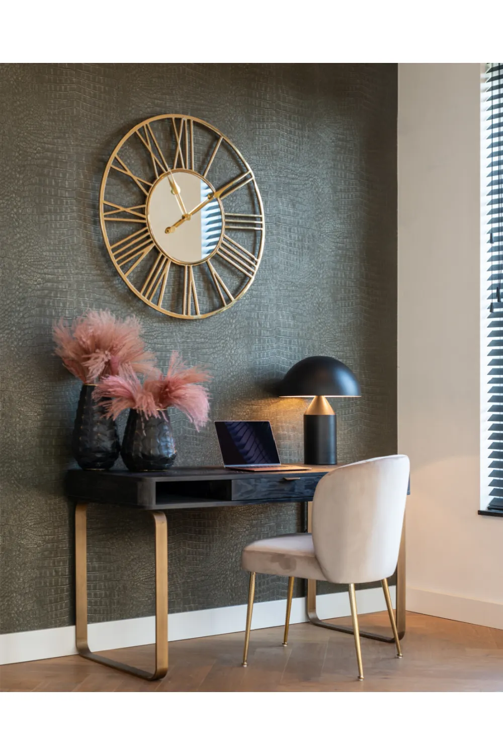 Brushed Gold Leg White Bouclé Chair | OROA Cannon