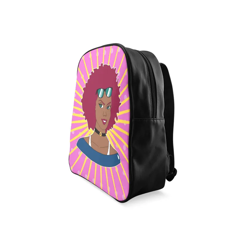Burgundy Afro Starburst Leather Book bag