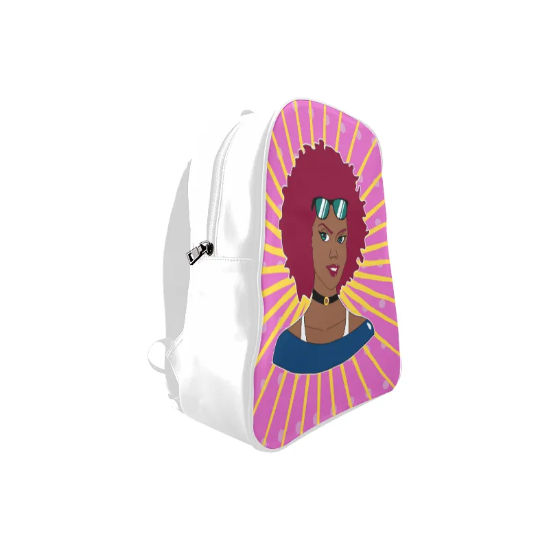Burgundy Afro Starburst Leather Book bag