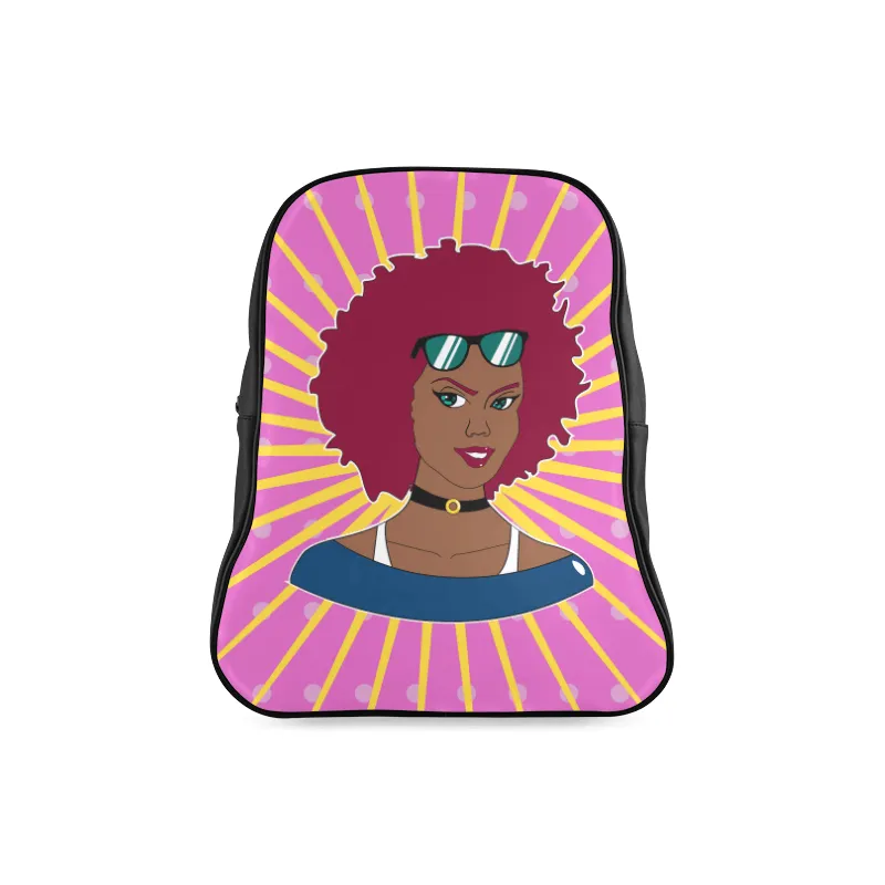 Burgundy Afro Starburst Leather Book bag
